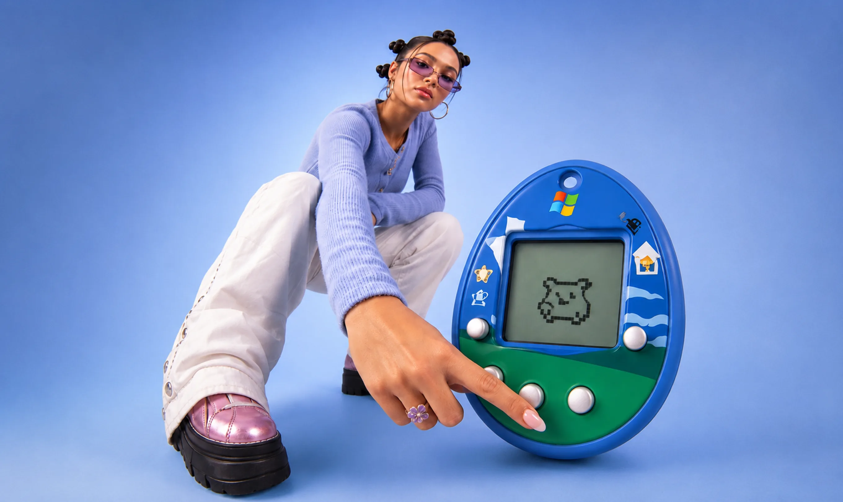Microsoft 50th — Tamagotchi keychain hero