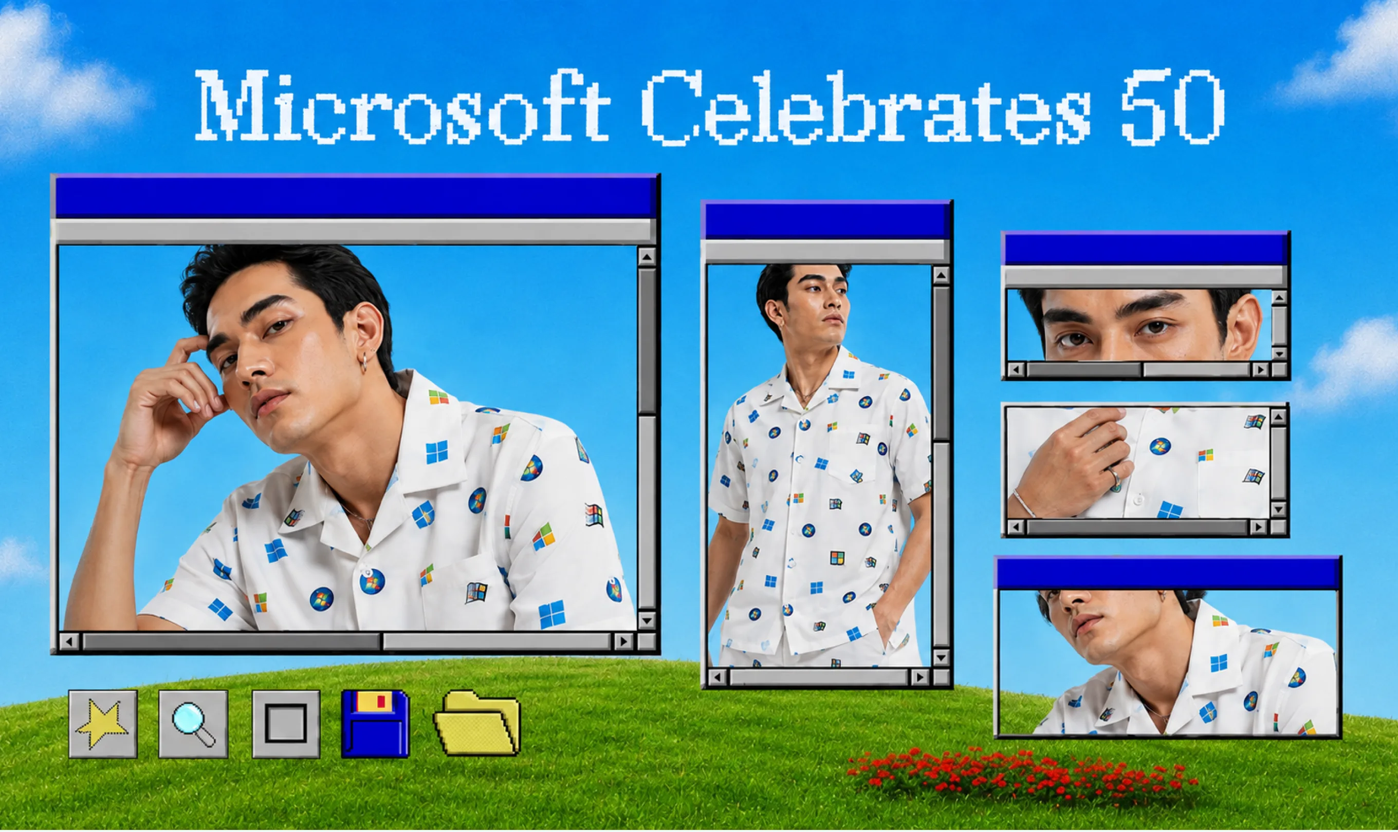 Microsoft 50th — Windows-icon shirt collage